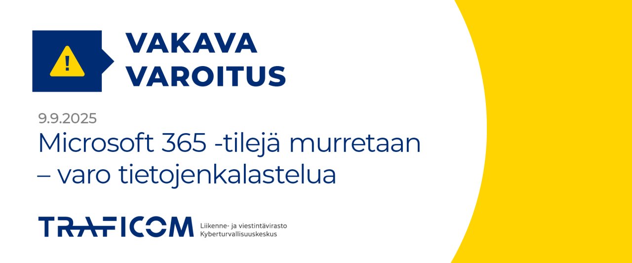 Keltainen varoitusbanneri, jossa teksti: