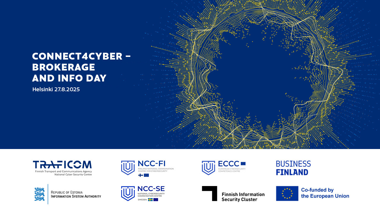 Banner for "Connect4Cyber – Brokerage and Info Day", featuring event branding and logos of the organizing institutions