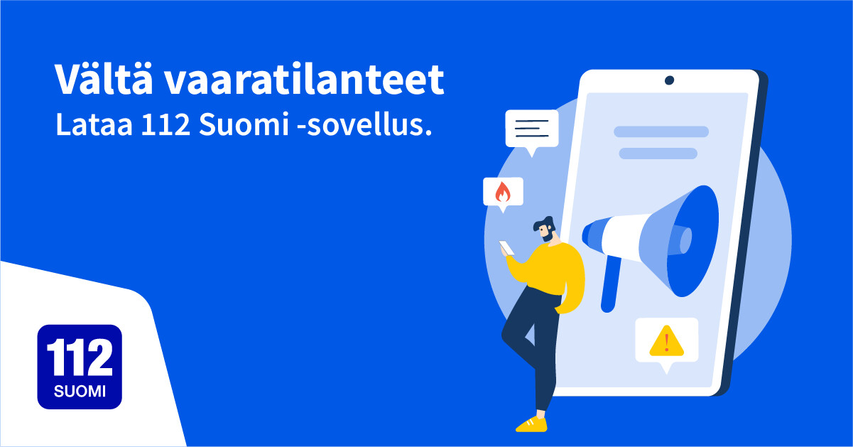 Vältä vaaratilanteet. Lataa 112 Suomi -sovellus