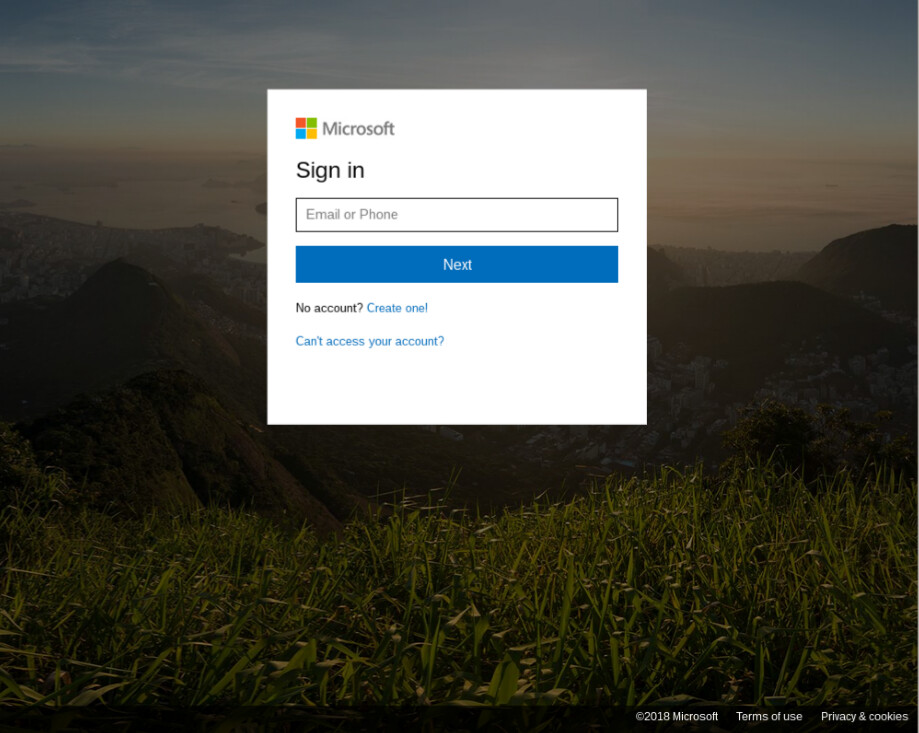 Kalastelusivu, joka pyytää kirjautumaan Office 365 -tunnuksilla sisään